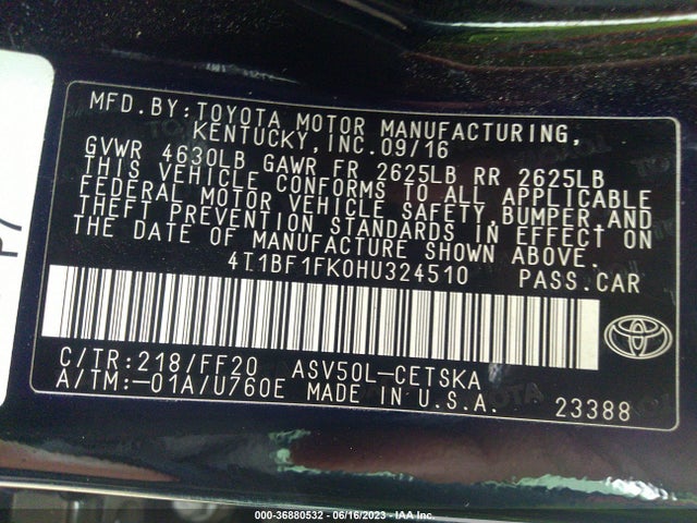 Toyota CAMRY SE 2017 4T1BF1FK0HU324510 Image 9