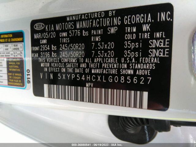 5XYP54HCXLG085627 KIA Telluride Sx