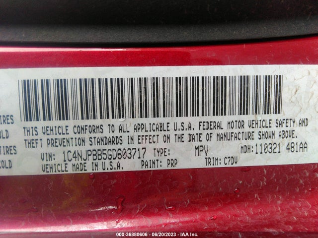 1C4NJPBB5GD603717 Jeep Patriot Sport