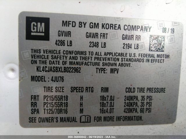 KL4CJASBXLB022962 Buick Encore Fwd Preferred