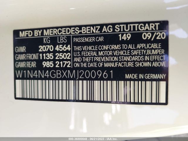 W1N4N4GBXMJ200961 Mercedes-Benz Gla Gla 250
