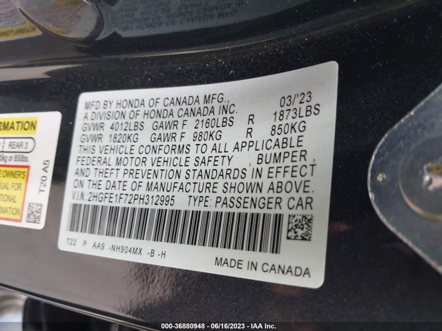 Honda Civic Sedan Ex 2023 2HGFE1F72PH312995 Image 16