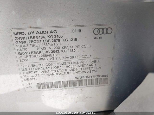 WA1BNAFY7K2054085 Audi Q5 Premium Plus