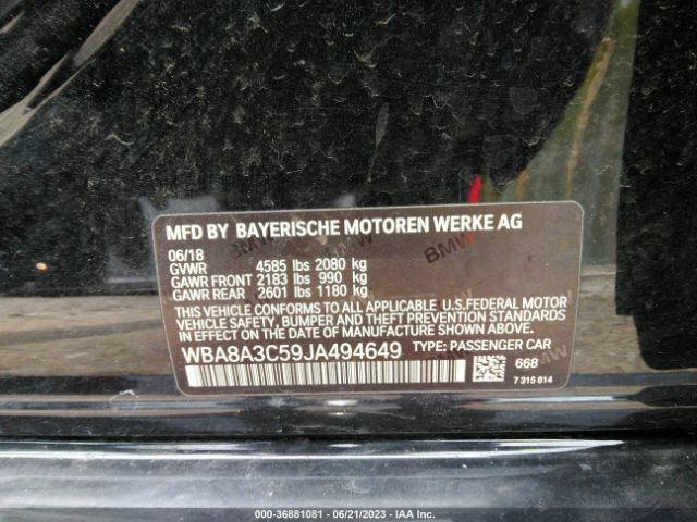 WBA8A3C59JA494649 BMW 3 Series 320i Xdrive