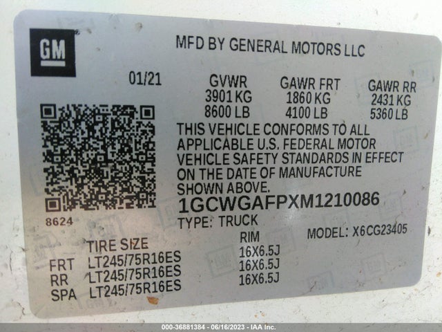 Chevrolet EXPRESS CARGO VAN 2021 1GCWGAFPXM1210086 Image 9