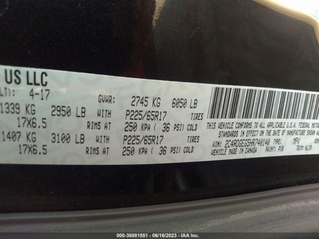 2C4RDGEG5HR740140 Dodge Grand Caravan Gt