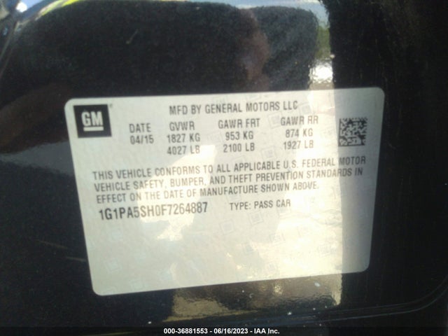Chevrolet CRUZE LS 2015 1G1PA5SH0F7264887 Image 10