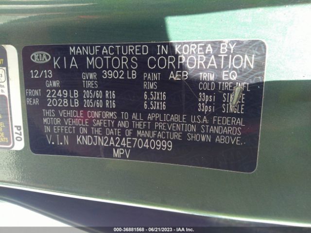 KNDJN2A24E7040999 KIA Soul Base