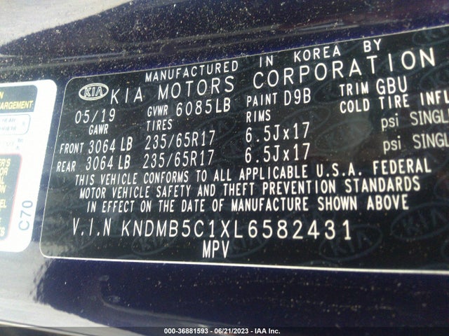 2020 Kia Sedona, VIN: KNDMB5C1XL6582431