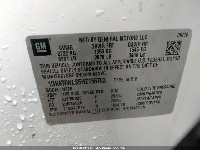 1GKKNWLS5HZ156783 GMC ACADIA SLT