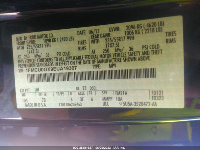 1FMCU0GX9EUA19307 Ford ESCAPE SE