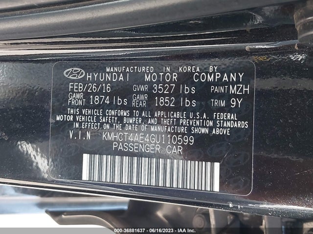 Hyundai dohc gdi gamma 2016 KMHCT4AE4GU110599 Image 21