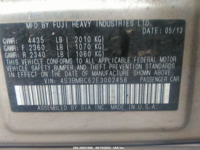 4S3BMBC62E3002458 Subaru Legacy 2.5i Premium