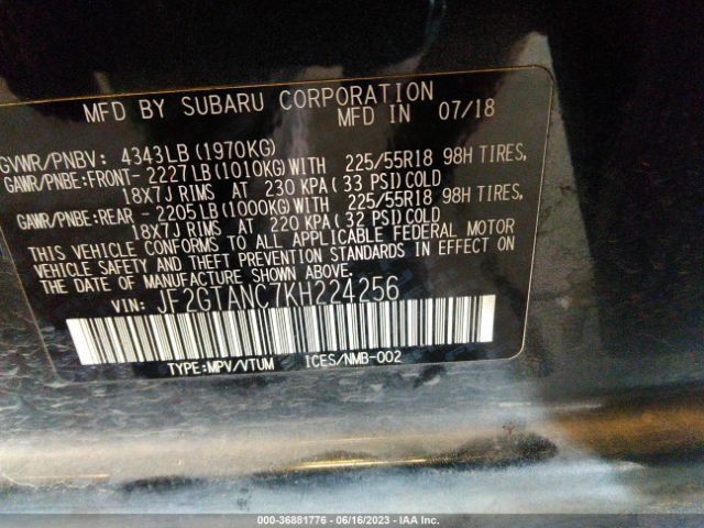JF2GTANC7KH224256 Subaru Crosstrek Limited