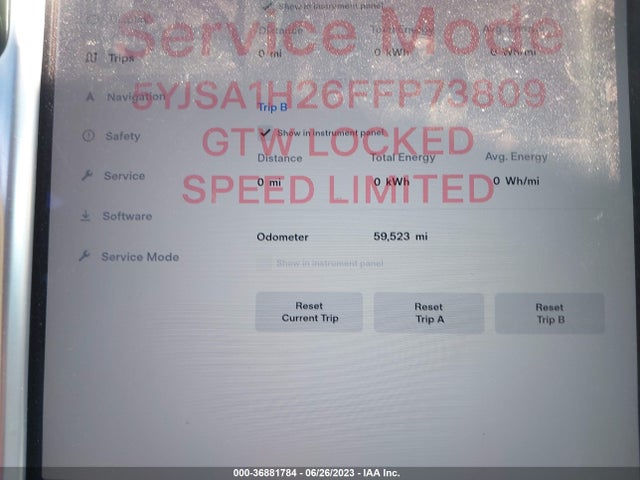 2015 TESLA MODEL S 85D/P85D/70D/90D/P90D VIN: 5YJSA1H26FFP73809