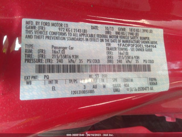 1FADP3F20EL184164 Ford FOCUS SE