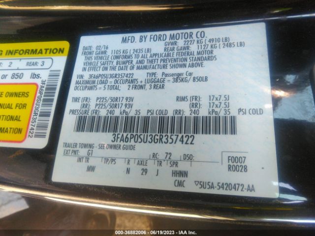 3FA6P0SU3GR357422 Ford Fusion Energi Titanium