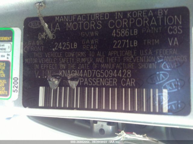 KNAGN4AD7G5094428 KIA Optima Hybrid Ex