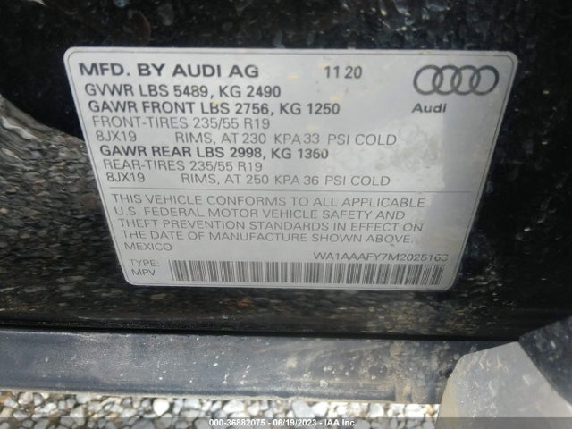 WA1AAAFY7M2025163 Audi Q5 PREMIUM