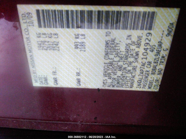 2010 NISSAN ALTIMA 2.5 S VIN: 1N4AL2AP7AC104929