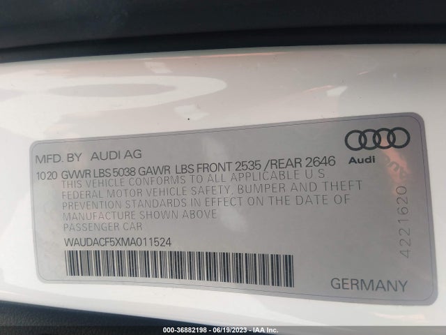 WAUDACF5XMA011524 Audi A5 Sportback S Line Premium