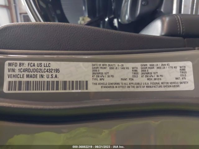 1C4RDJDG2LC432195 Dodge Durango Gt Plus Awd