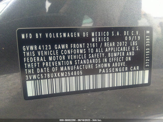 3VWC57BUXKM254805 Volkswagen Jetta S/se/r-line