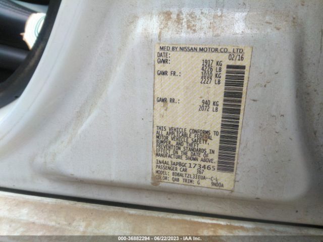 1N4AL3AP8GC173465 Nissan Altima 2.5 Sl