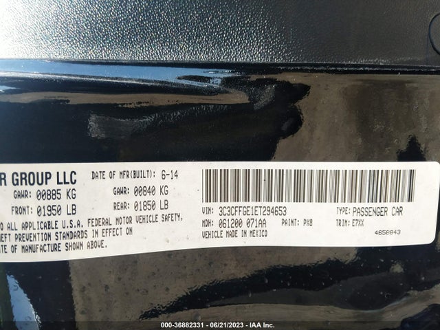 2014 Fiat 500e, VIN: 3C3CFFGE1ET294653