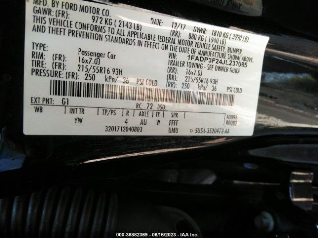1FADP3F24JL237085 Ford FOCUS SE
