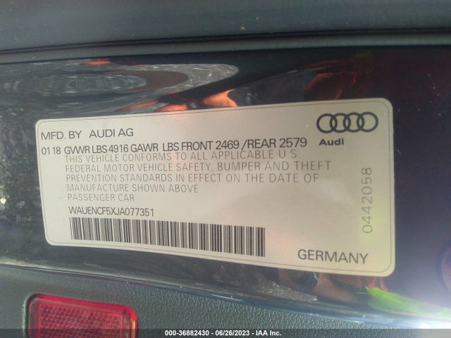 WAUENCF5XJA077351 Audi A5 Sportback Premium Plus