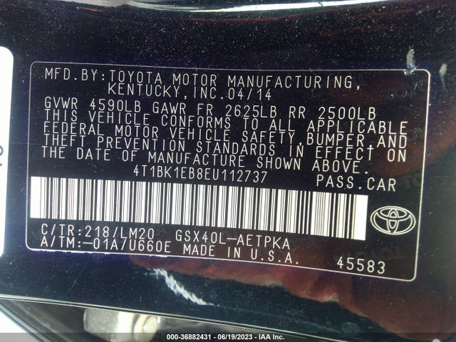 Toyota AVALON LIMITED 2014 4T1BK1EB8EU112737 Image 15