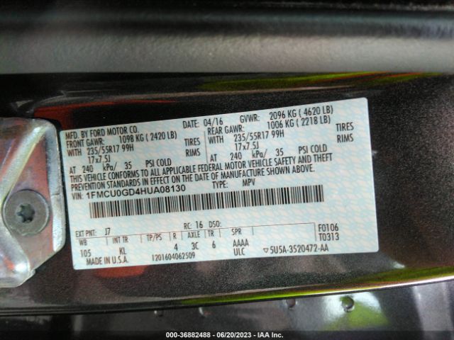 1FMCU0GD4HUA08130 Ford ESCAPE SE