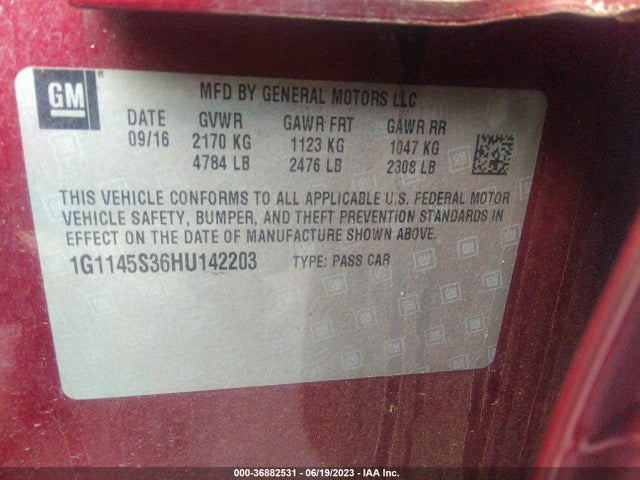 Chevrolet Impala Premier 2017 1G1145S36HU142203 Image 14