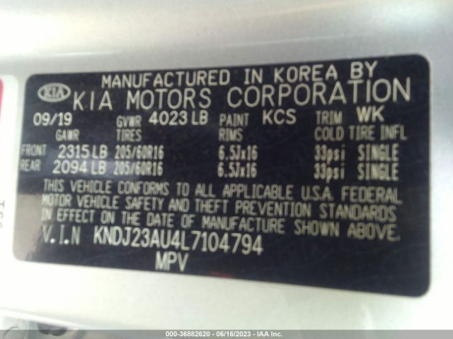 KNDJ23AU4L7104794 KIA SOUL S