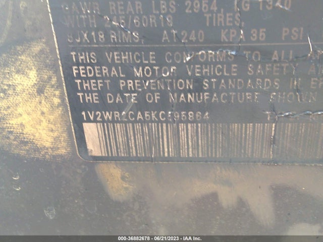 1V2WR2CA5KC595864 Volkswagen Atlas 3.6l V6 Se W/technology