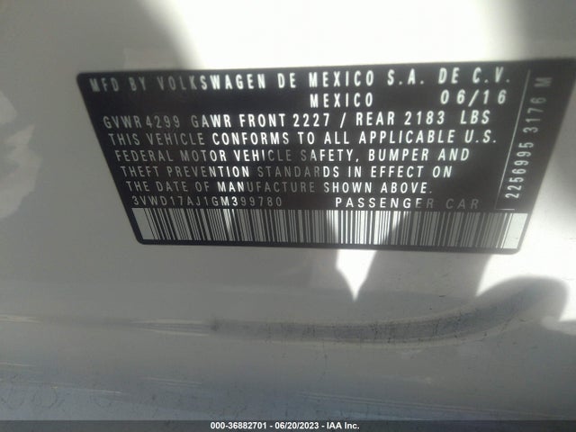 3VWD17AJ1GM399780 Volkswagen Jetta Sedan 1.8t Sport