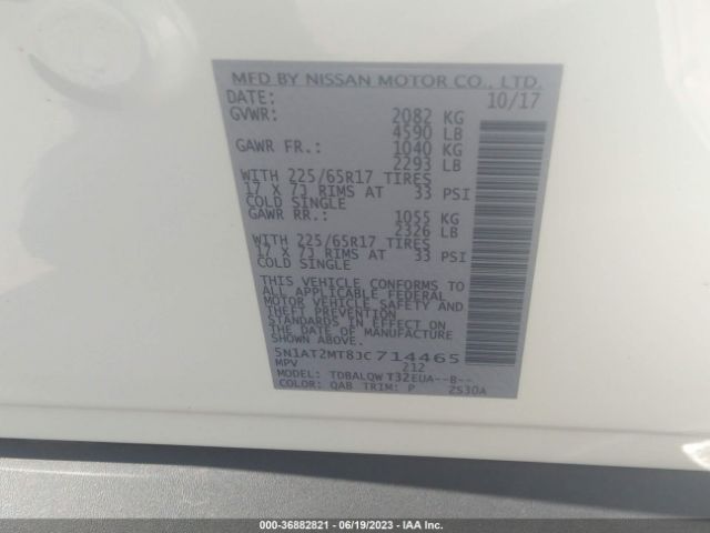 5N1AT2MT8JC714465 Nissan ROGUE SV