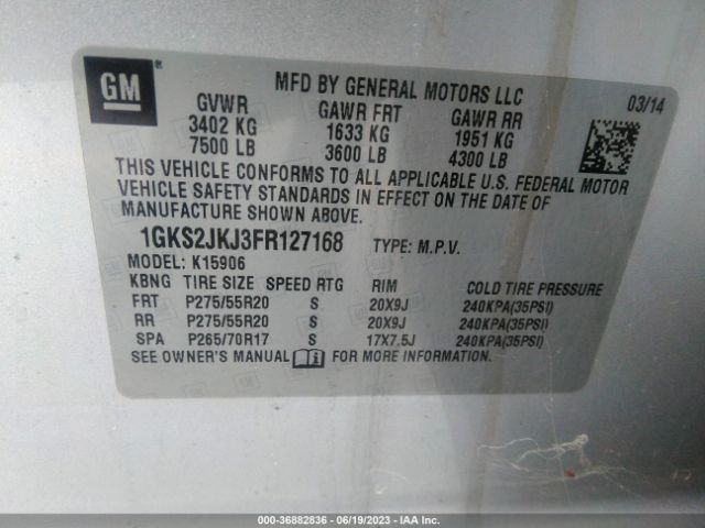 1GKS2JKJ3FR127168 GMC YUKON XL DENALI