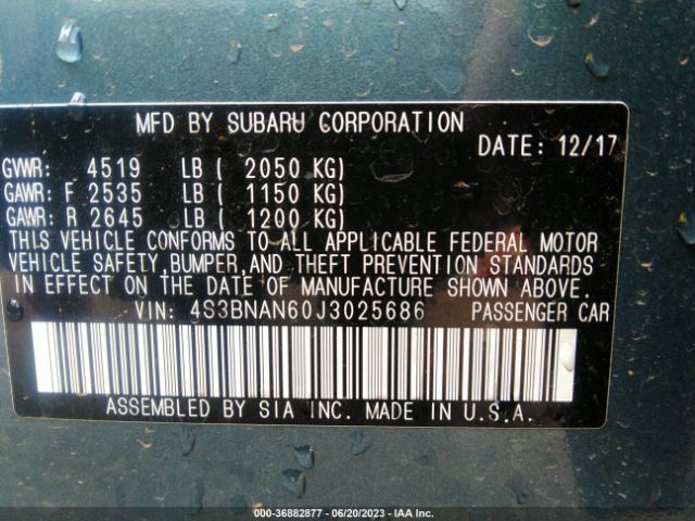 4S3BNAN60J3025686 Subaru Legacy Limited