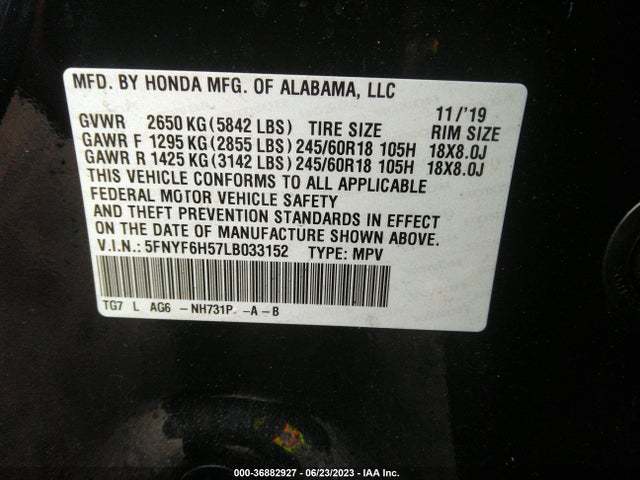 Honda Pilot Ex-l 2020 5FNYF6H57LB033152 Image 9