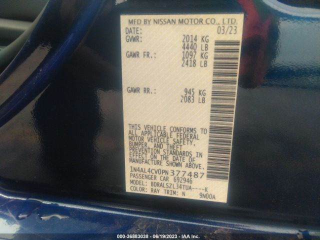 1N4AL4CV0PN377487 Nissan Altima 2.0 Sr