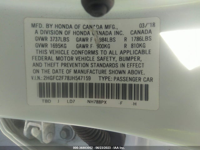 Honda Civic Sedan Ex 2018 2HGFC2F78JH547159 Image 9