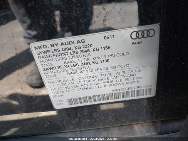 WA1ECCFS3JR004252 Audi Q3 Premium/sport Premium