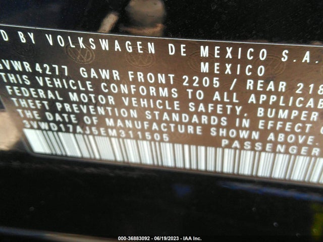 3VWD17AJ5EM311505 Volkswagen Jetta Sedan Se W/connectivity