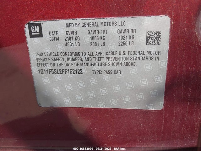 Chevrolet MALIBU LTZ 2015 1G11F5SL2FF162122 Image 11