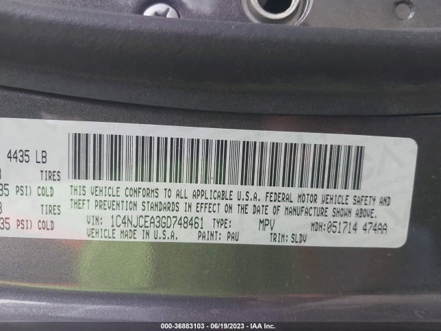 1C4NJCEA3GD748461 Jeep Compass High Altitude Edition