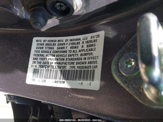 Honda Civic Sedan Ex-l 2020 19XFC1F70LE204191 Image 9