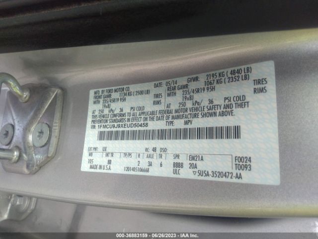 1FMCU9J9XEUD50458 Ford Escape Titanium