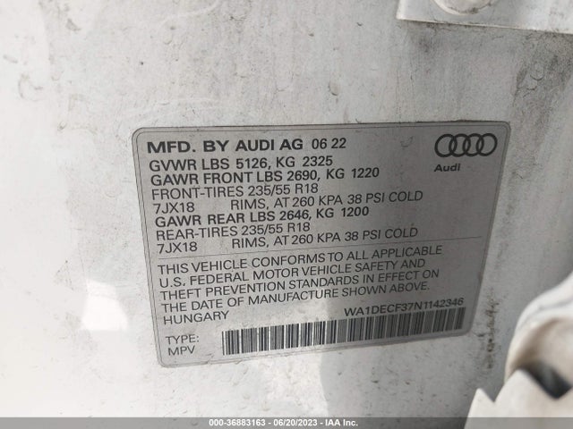 WA1DECF37N1142346 Audi Q3 S Line Premium